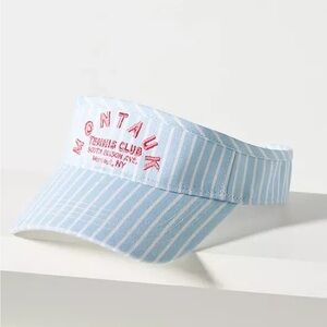 Anthropologie Blue and White Striped Visor